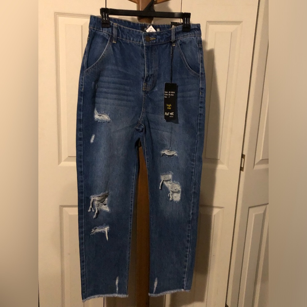 Blue Asphalt Women's Boyfriend Jeans - Distressed Blue